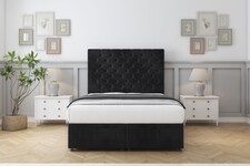 Sloomy Mayfair Black Naples Ottoman Bed With Mattress With 54" Floor Standing Headboard 4'6 Double