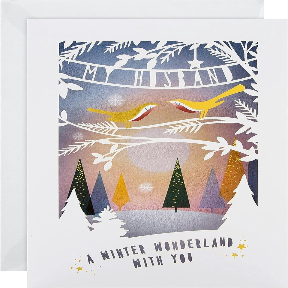 image 1 of Traditional 3D Shadowbox Design Husband Christmas Card