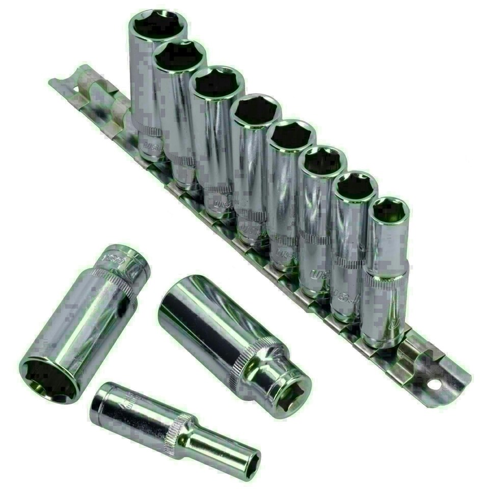 image 1 of 3/8" Drive Double Deep Metric MM Sockets Single Hex 6 Sided 8mm - 19mm 11pc