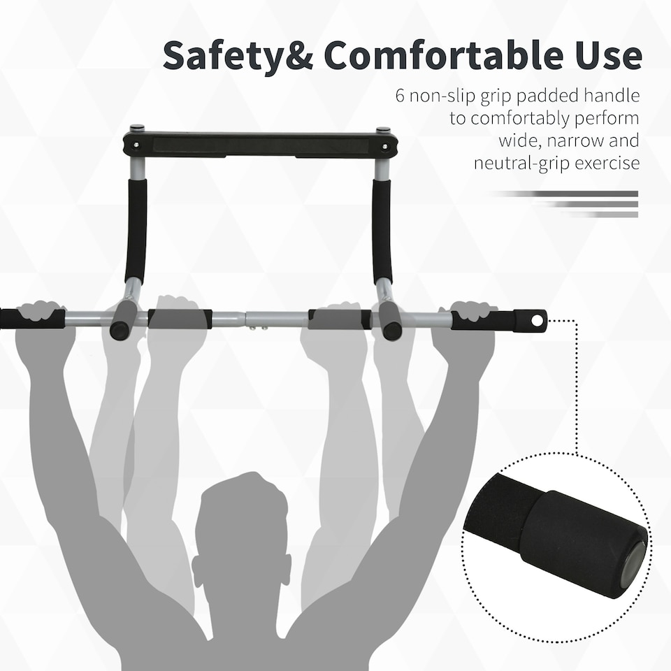 image 1 of HOMCOM Indoor Fitness Door Horizontal Bar Pull-ups Home Gym Upper Body Workout