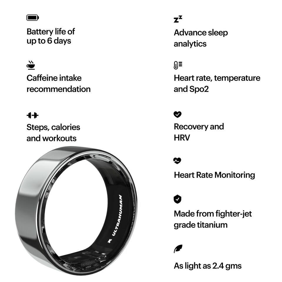 image 1 of Ultrahuman Ring Air - Space Silver, Size 10