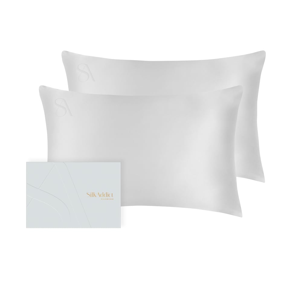 image 1 of Silk addict 100% Mulberry Silk Pillowcase Twinpack - Silver Silver