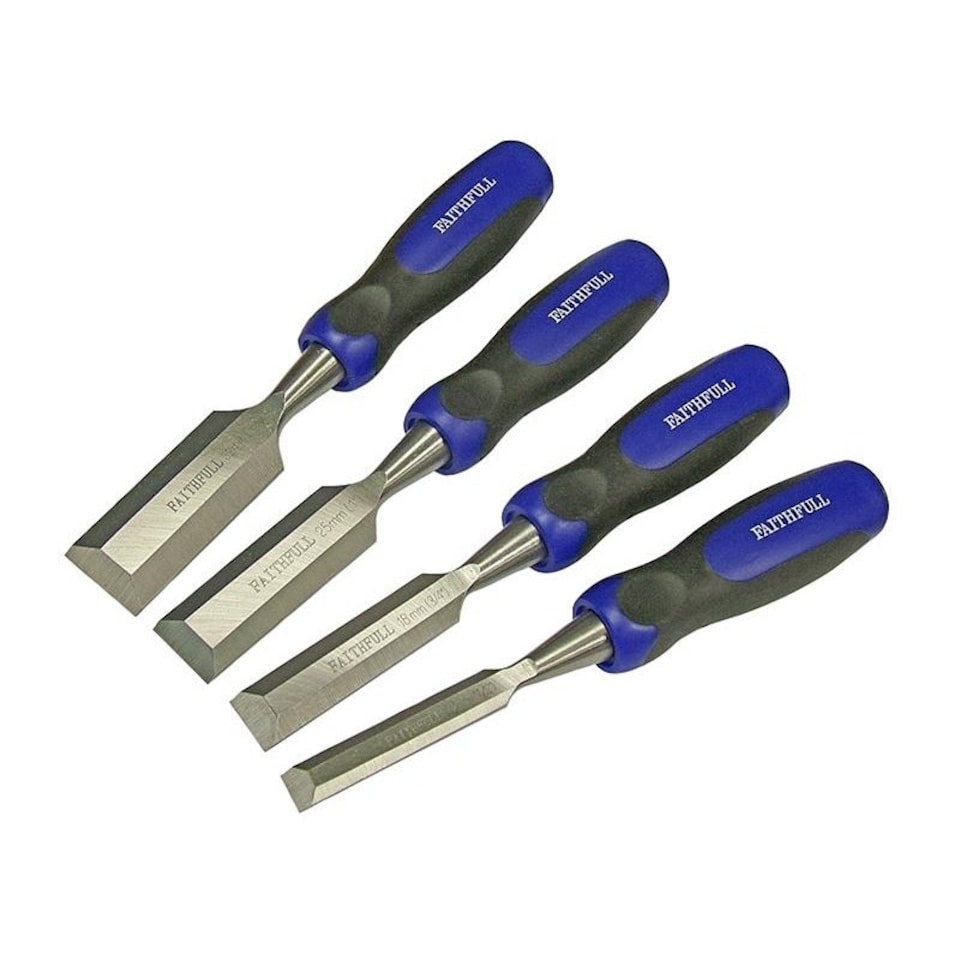 Faithfull Bevel Edge Butt Chisel Set, 4 Piece - Multi Colour - One Size