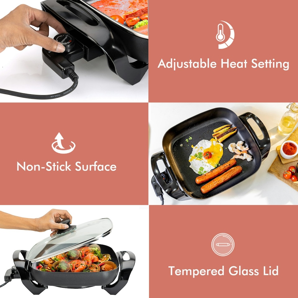image 1 of GEEPAS Large Multi Cooker | 1500W Aluminium Multifunctional Electric Skillet
