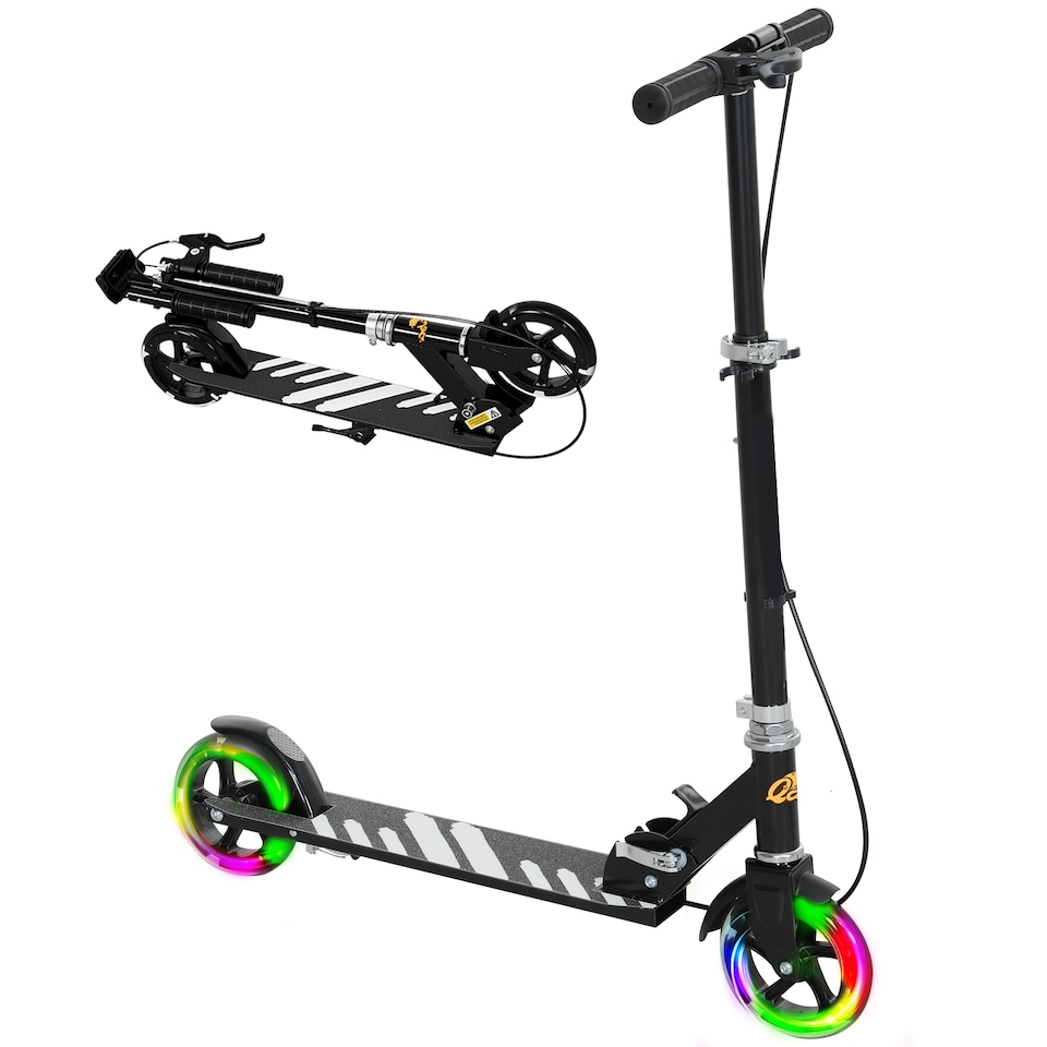 image 1 of AIYAPLAY Scooter for Ages 3-8 Years, Folding Kick Scooter with Adjustable Handle, Two Light Up Wheels, Handbrake, Rear Brake | Black