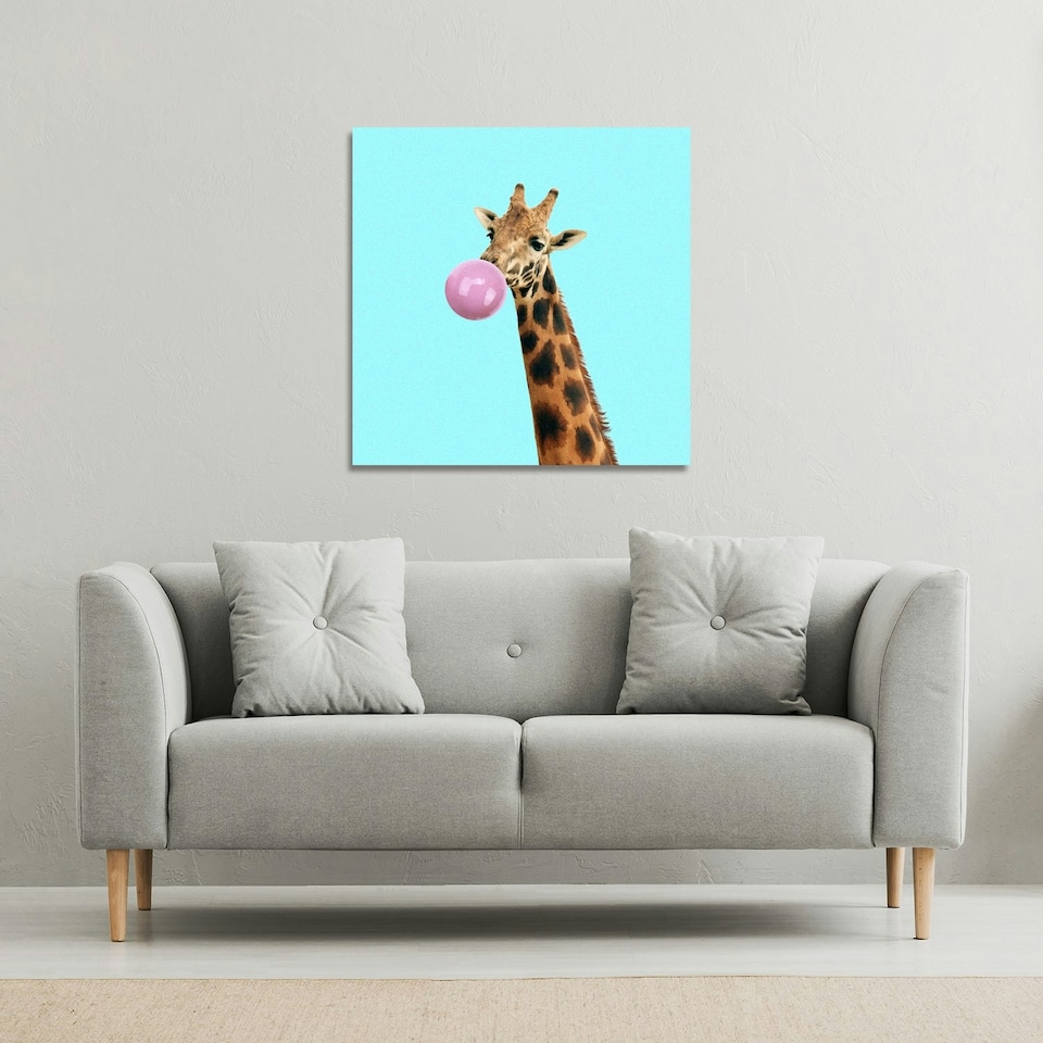 image 1 of bubble gum on color background (Canvas Print) 114 x 114 x 4cm
