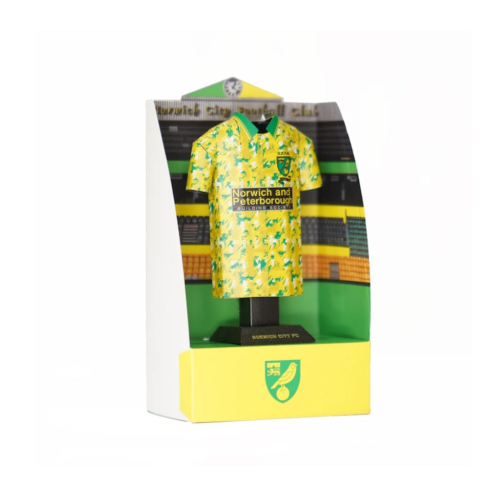 image 1 of RadStuff Metal Alloy Football Shirt - Norwich City UEFA Cup 1993