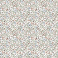 Sample of Ditsy Gardenia Wallpaper in Sage, Soft Blues and Peach | Multi | Sage, Soft Blues and Peach
