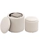 image 1 of HOMCOM Modern Fabric Storage Ottoman with Removable Lid, Set of 2, Cream White