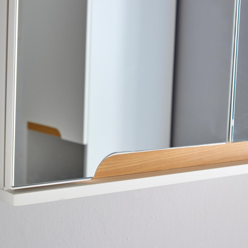 image 1 of Bathroom Cabinet Wall Mounted Mirrored Vanity Storage Organiser | White