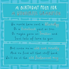 Face Ache, "A Birthday Poem for a Wonderful Grandson" Birthday Card for Grandson, Grandson Birthday Card, Funny Birthday Card Grandson