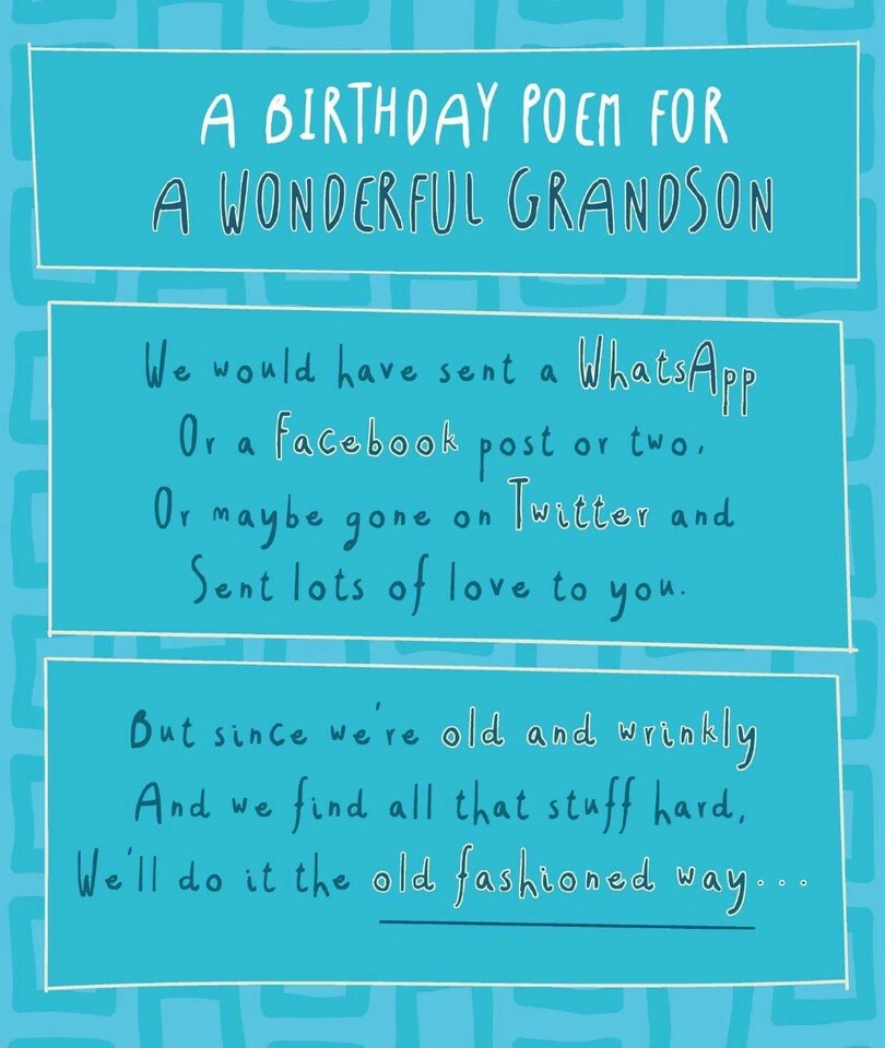 Face Ache, "A Birthday Poem for a Wonderful Grandson" Birthday Card for Grandson, Grandson Birthday Card, Funny Birthday Card Grandson