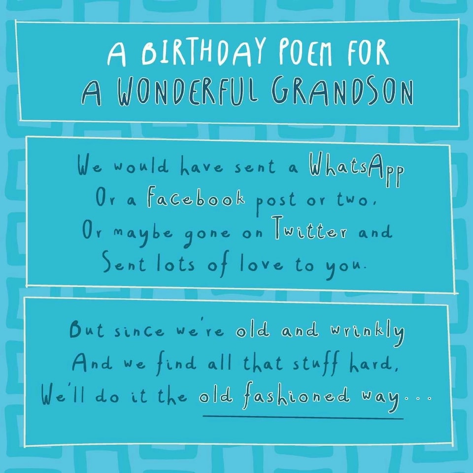 Face Ache, "A Birthday Poem for a Wonderful Grandson" Birthday Card for Grandson, Grandson Birthday Card, Funny Birthday Card Grandson