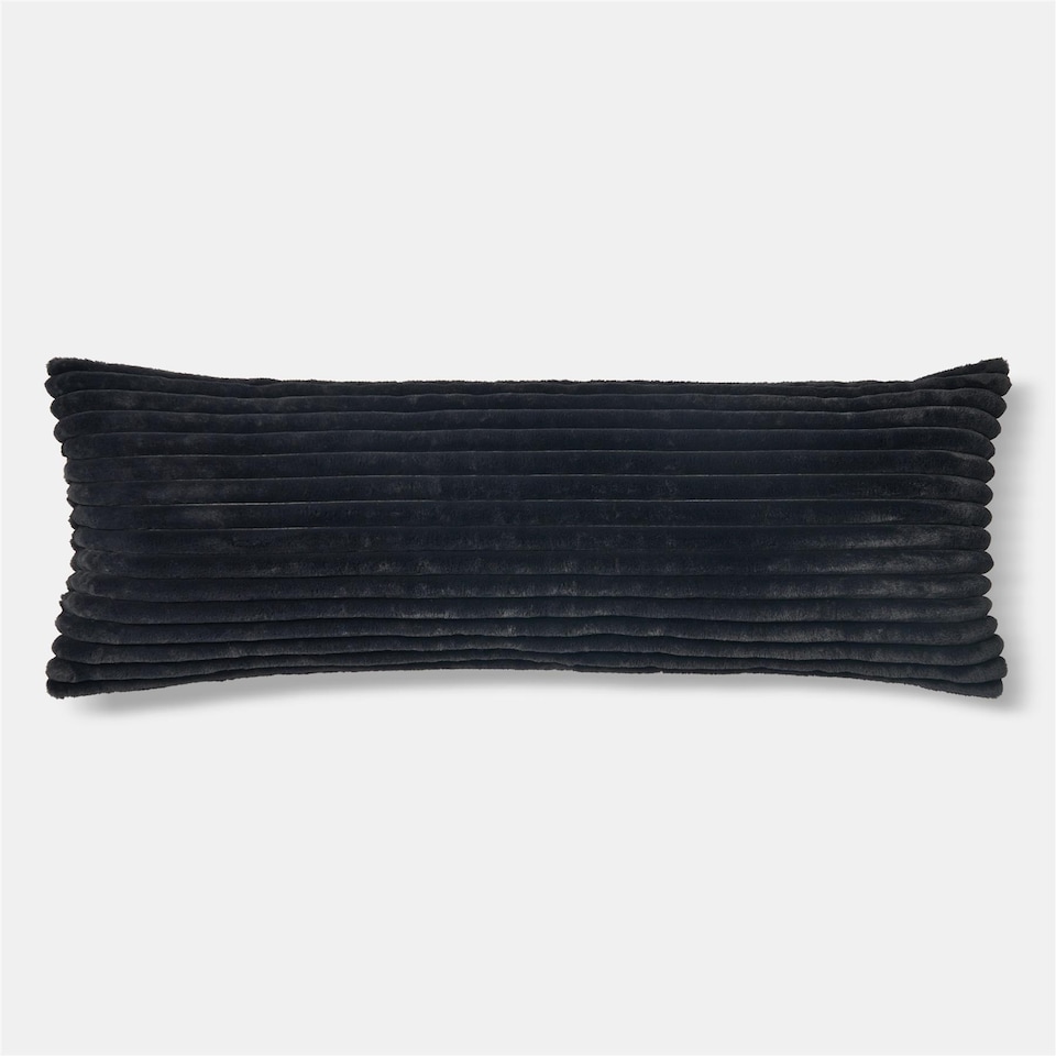 image 1 of OHS Ribbed Faux Fur Bolster Pillow Soft Maternity Support Cushion | Black | One Size