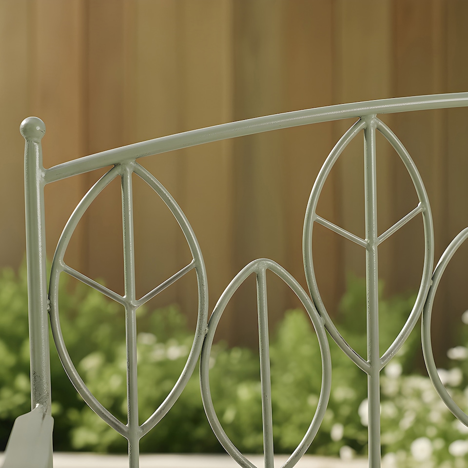 image 1 of Charles Bentley Rustic Metal Garden Bench - Leaf Design | Green | Green
