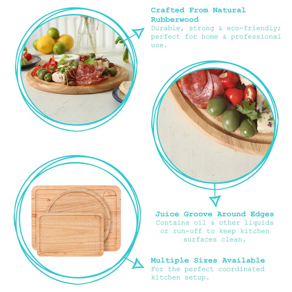 image 1 of Argon Tableware Round Wooden Chopping Board - 30cm | Brown | Brown