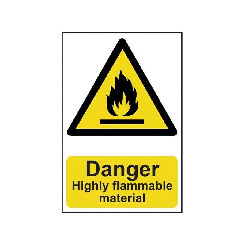 Scan Danger Highly Flammable Material - Pvc Sign 200 X 300mm - Multi Colour - 200 x 300mm