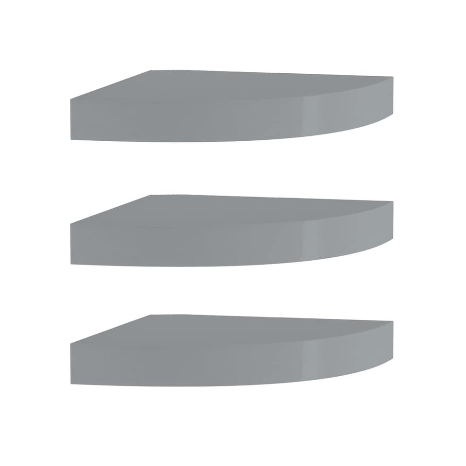 image 1 of Wooden Wall Mounted Floating Corner Shelf - Set of 3 | Grey | 3