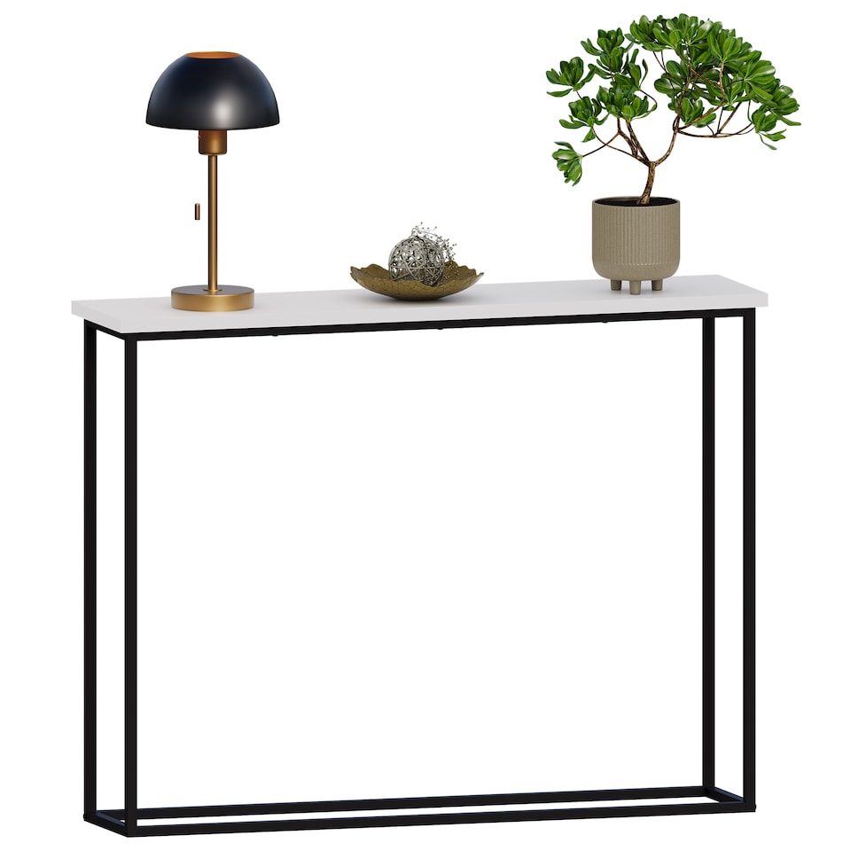 image 1 of Vida Designs Console Table With Metal Leg, White & Black | Black | White & Black