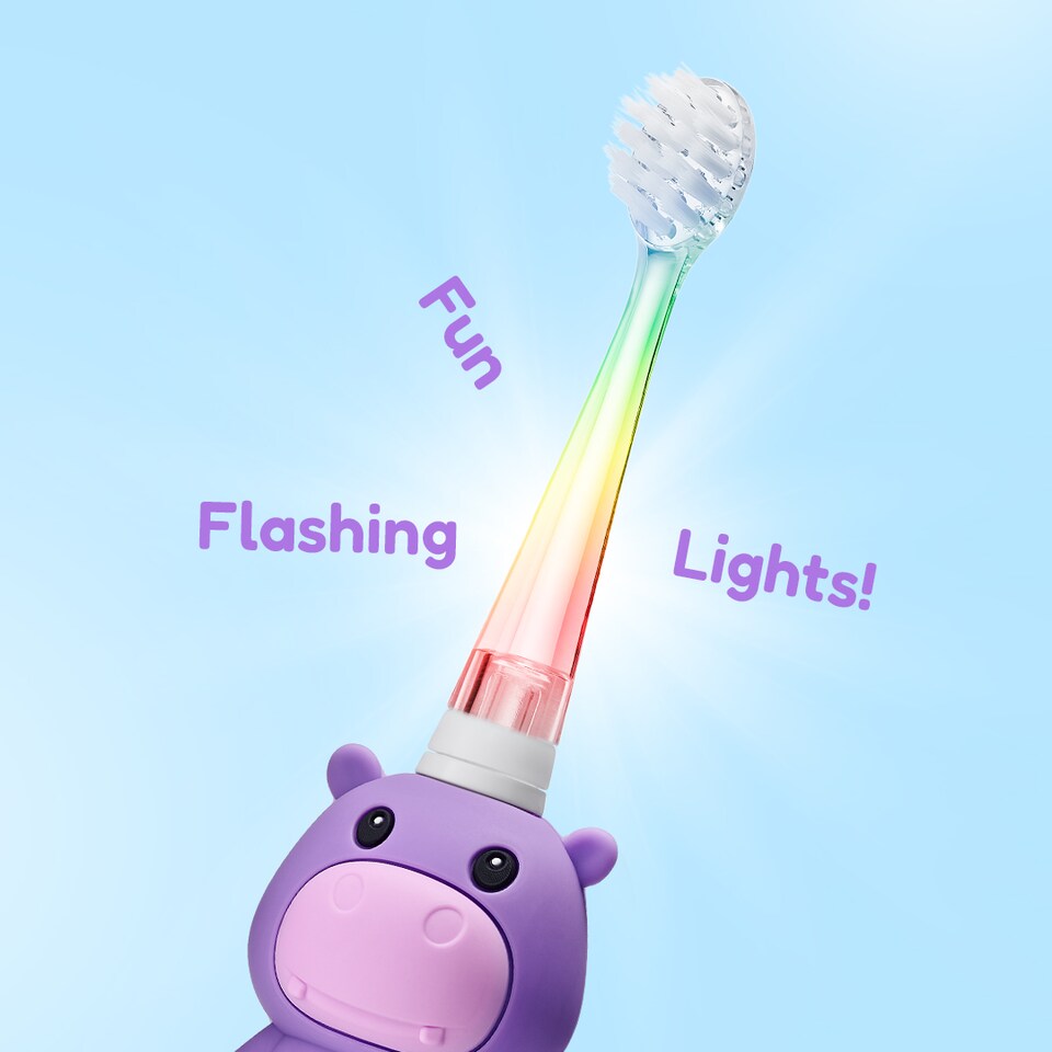 image 1 of Brush Baby WildOnes Hippo Kids Electric Rechargeable Toothbrush