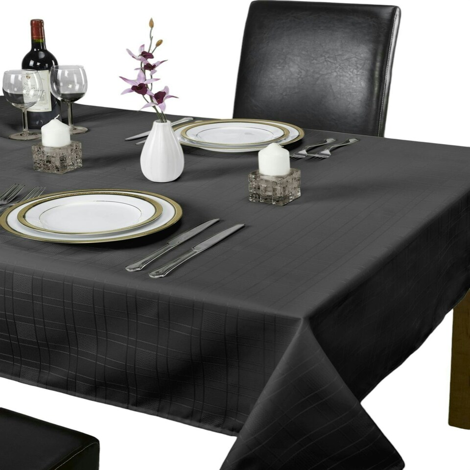image 1 of Chequers Tablecloth - Black - 178x274cm