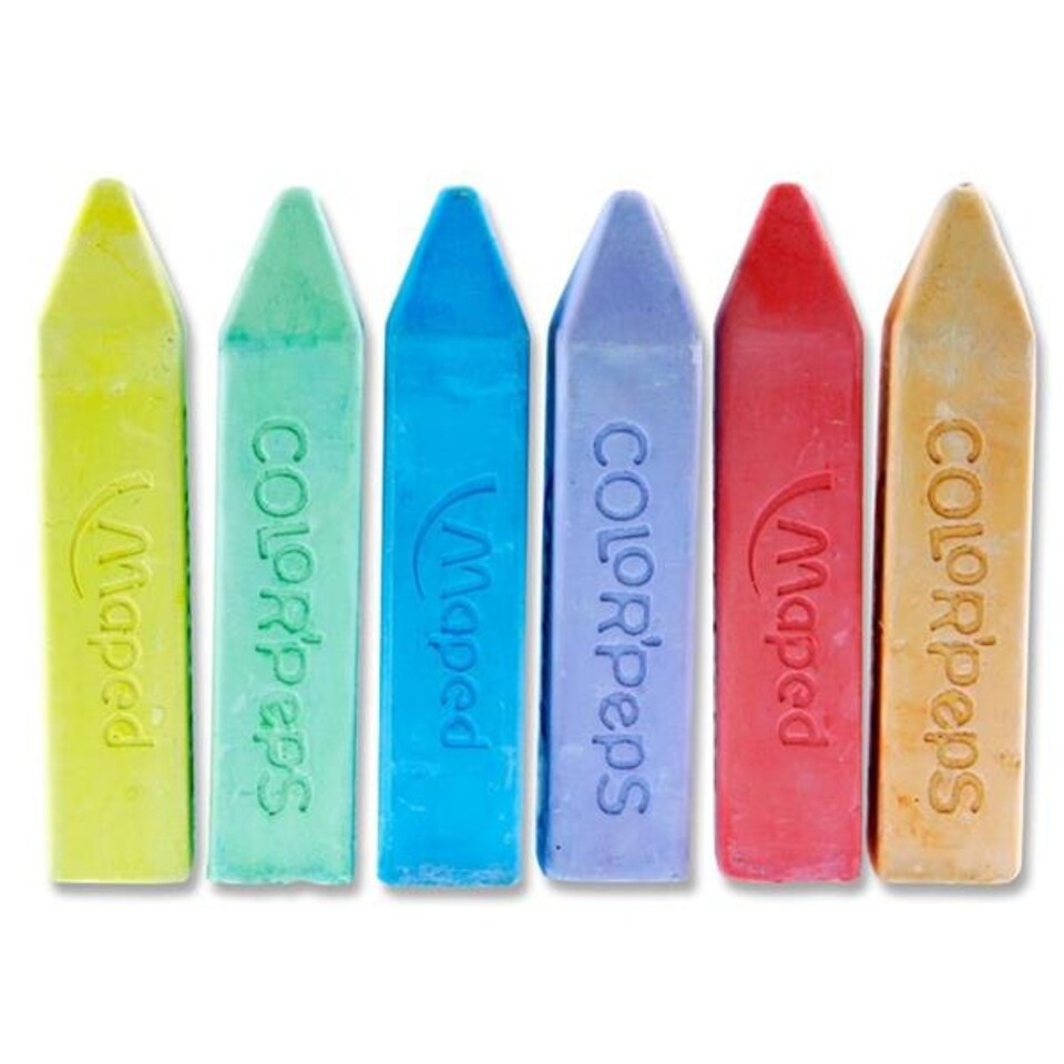 image 1 of Box of 6 Color'peps Squared Sidewalk Chalks by Maped