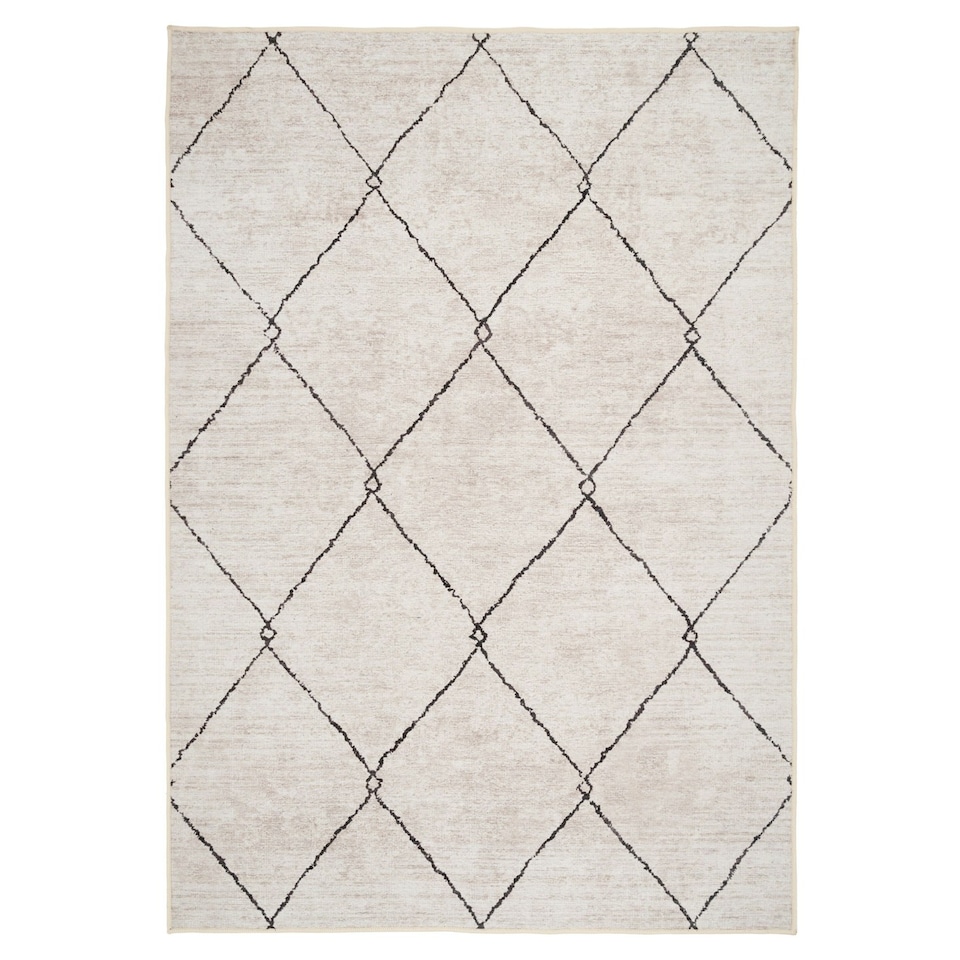 image 1 of Beige Contemporary Abstract Soft Chenille Washable Living Room Area Rug- 200x290cm Cream