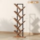 image 5 of HOMCOM 9-Tier Tree Bookshelf, Industrial Free Standing Bookcase with Steel Frame, Display Storage Unit for CDs, DVDs, Albums, Living Room, Bedroom, Home Office, Study, Rustic Brown | Brown