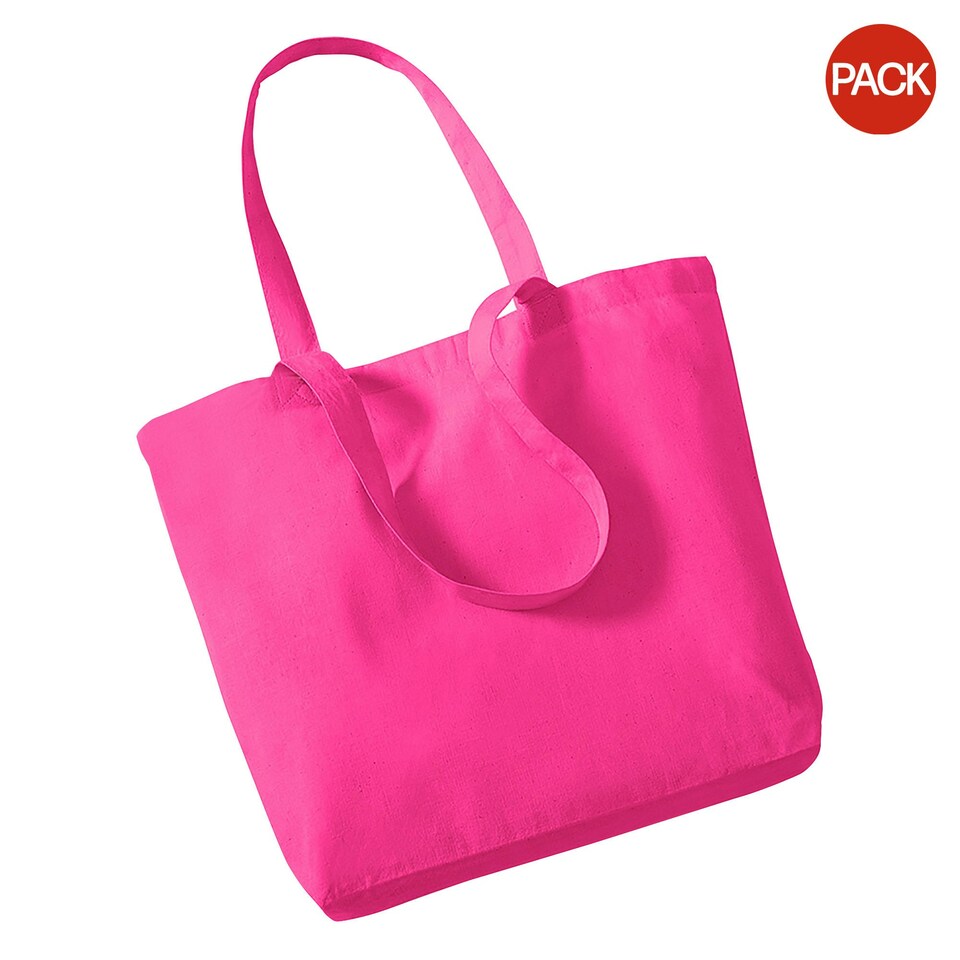 image 1 of Westford Mill Organic Cotton Shopper Bag - 16 Litres (Pack of 2) - Fuchsia - One Size Pink