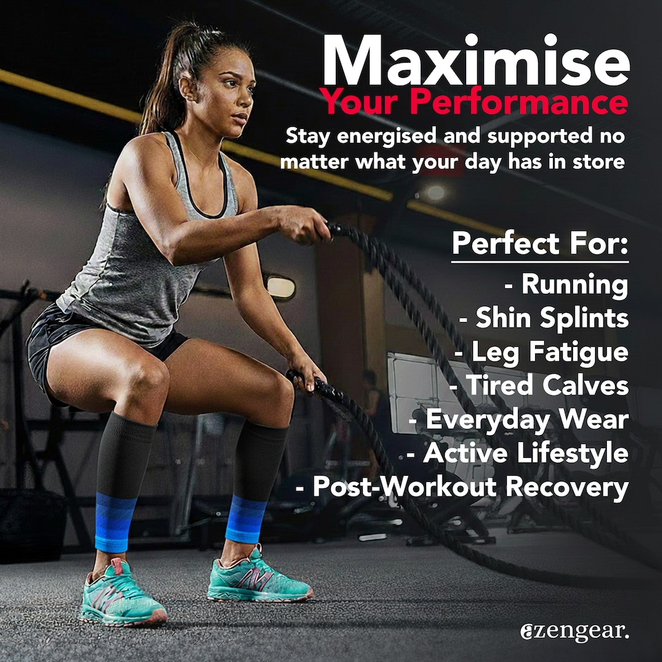 image 1 of aZengear Calf Support Compression Sleeves (Pair) for Women, Men, Running, Shin Splints