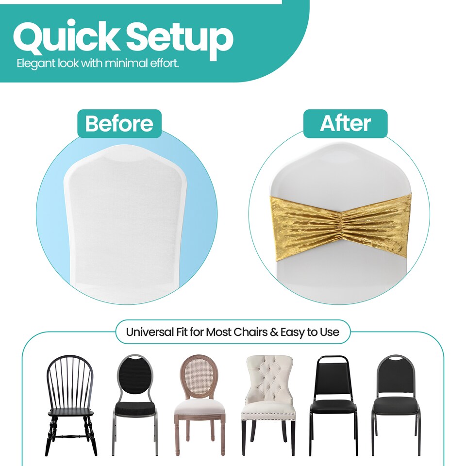 image 1 of Crushed Velvet Chair Band, Glitz Shiny Fabric Sashes - 10pcs
