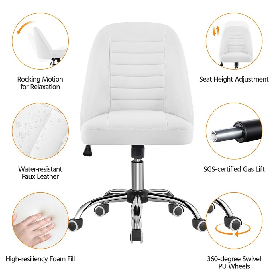 image 1 of Yaheetech Faux Leather Mid Back Desk Chair for Home Office