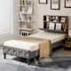 image 9 of COSTWAY Single Size Bed Frame Upholstered Slat Support Platform Bed