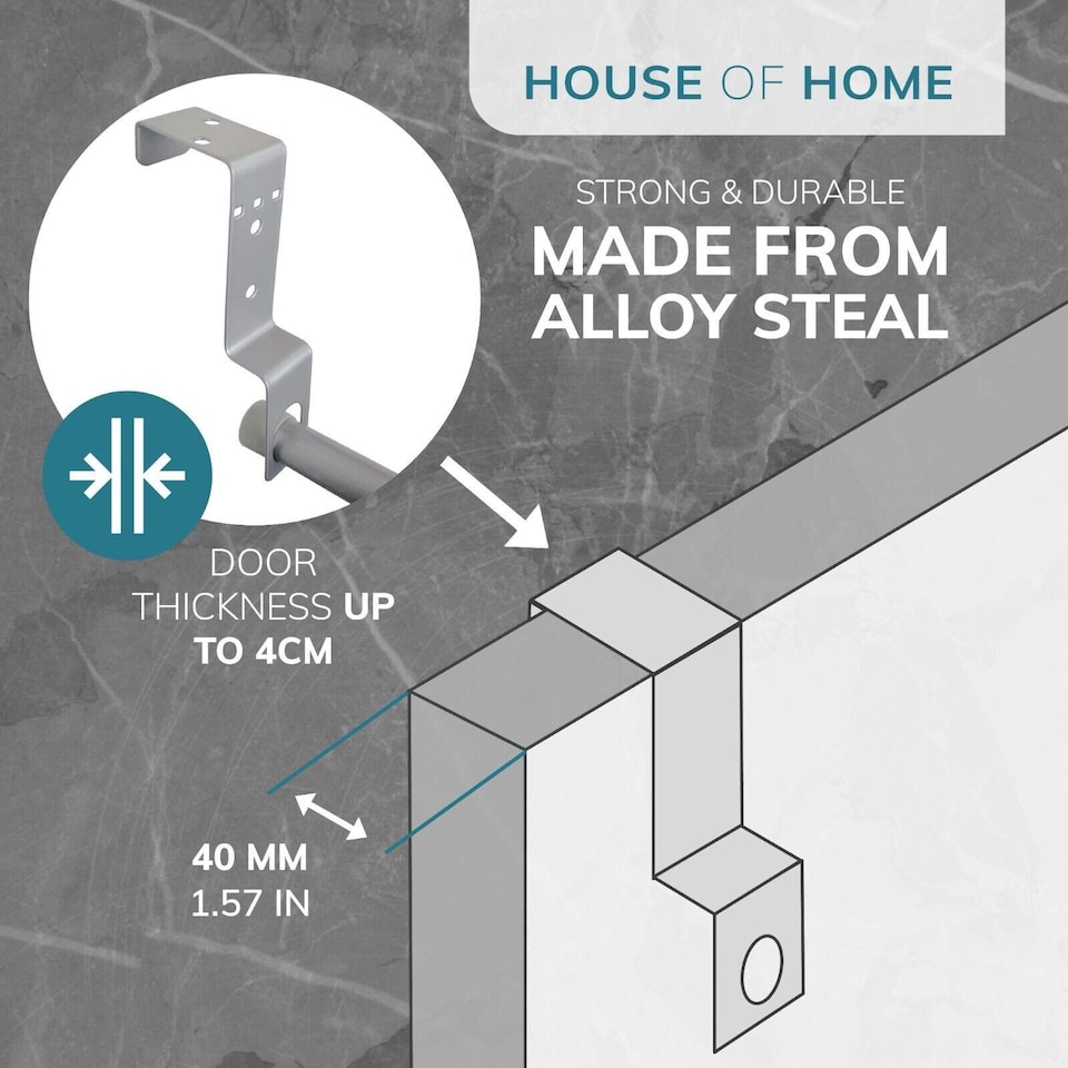 image 1 of House of Home Towel Rail Over Door 5 Tier Clothes Airer Rack Hanger Holder Bathroom Storage