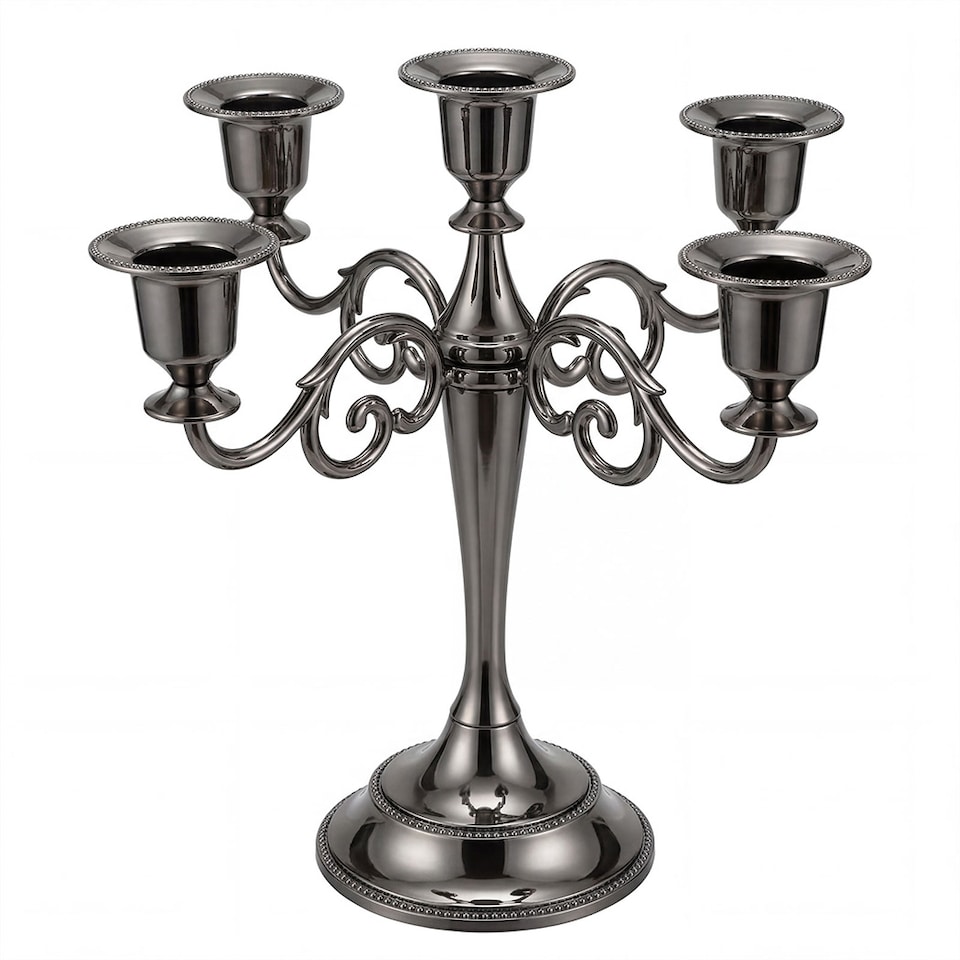 image 1 of Levede Candle Holder 5 Arm Metal Candelabra Black Candlestick Stand Centerpiece
