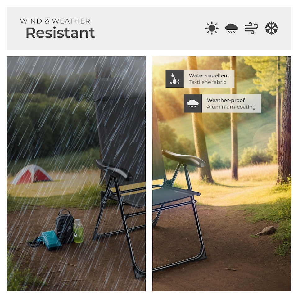 image 1 of Camping Chair Muritz - folding, lightweight, 7 position backrest, weather resistant | Grey | anthracite | One Size | 6