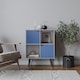 image 2 of Grey 4-Cube Storage Unit with 2 Wooden Doors and Legs | Blue | Blue & Black | 1