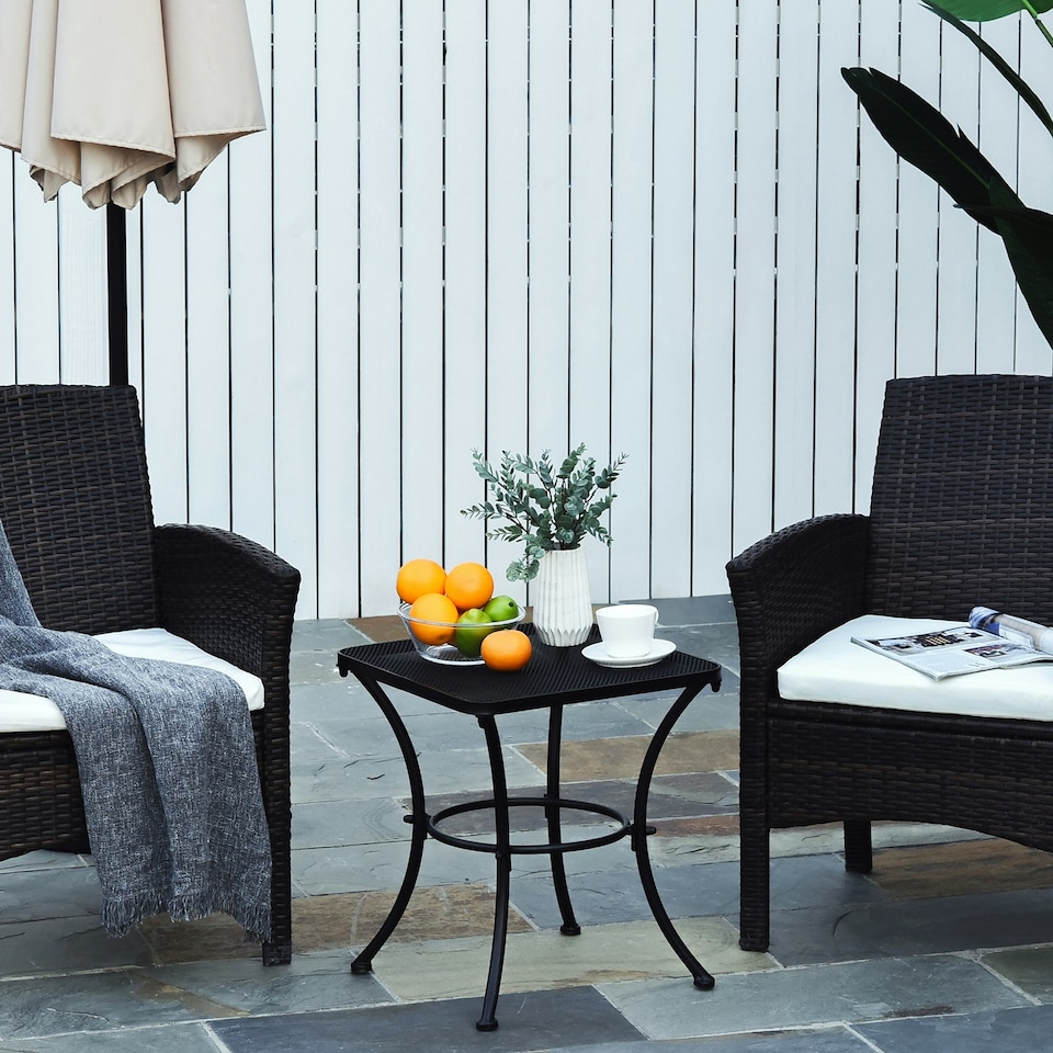 image 1 of Outsunny 45cm Square Metal Outdoor Patio Bistro Table Coffee Desk Black