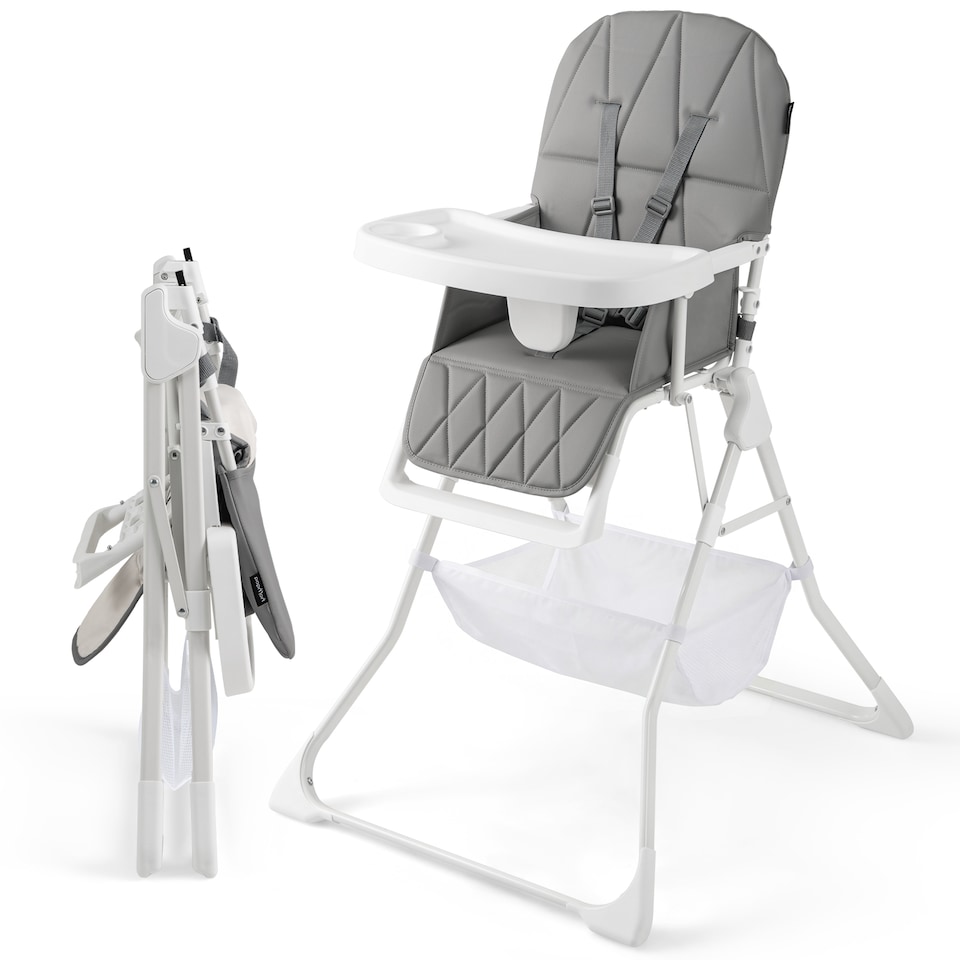 image 1 of COSTWAY Foldable High Chair Easy Clean Compact Highchair with Tray