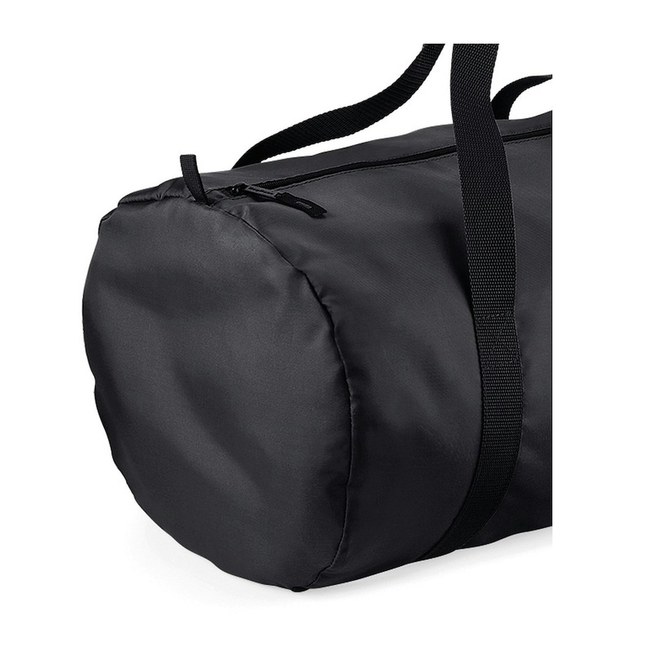 image 1 of BagBase Packaway Barrel Bag / Duffle Water Resistant Travel Bag (32 Litres) (Pack of 2) - Black/Black - One Size