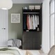 image 4 of 2 Door 3 Drawer Wardrobe with Hanging Rail - Modern Bedroom Storage Furniture | Black | Black with Black Doors | 1