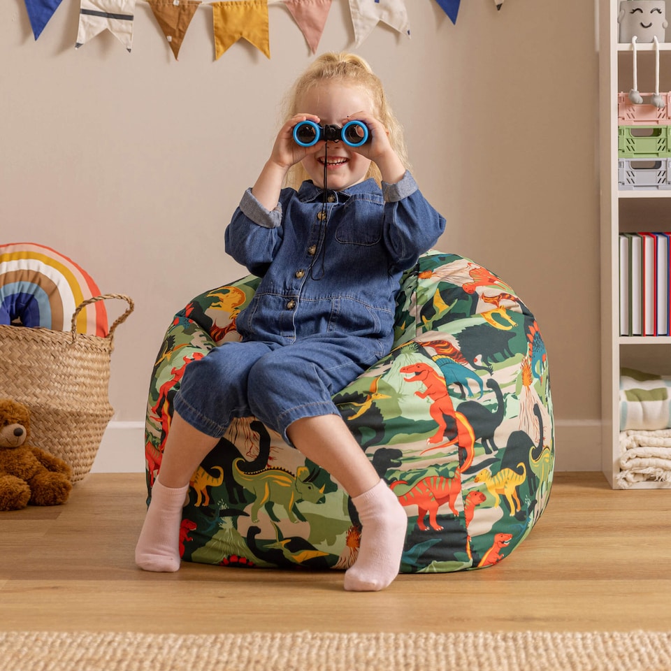 image 1 of Kids Dinosaur Bean Bag Chair Green Childrens Bean Bags | Green | Green | 1