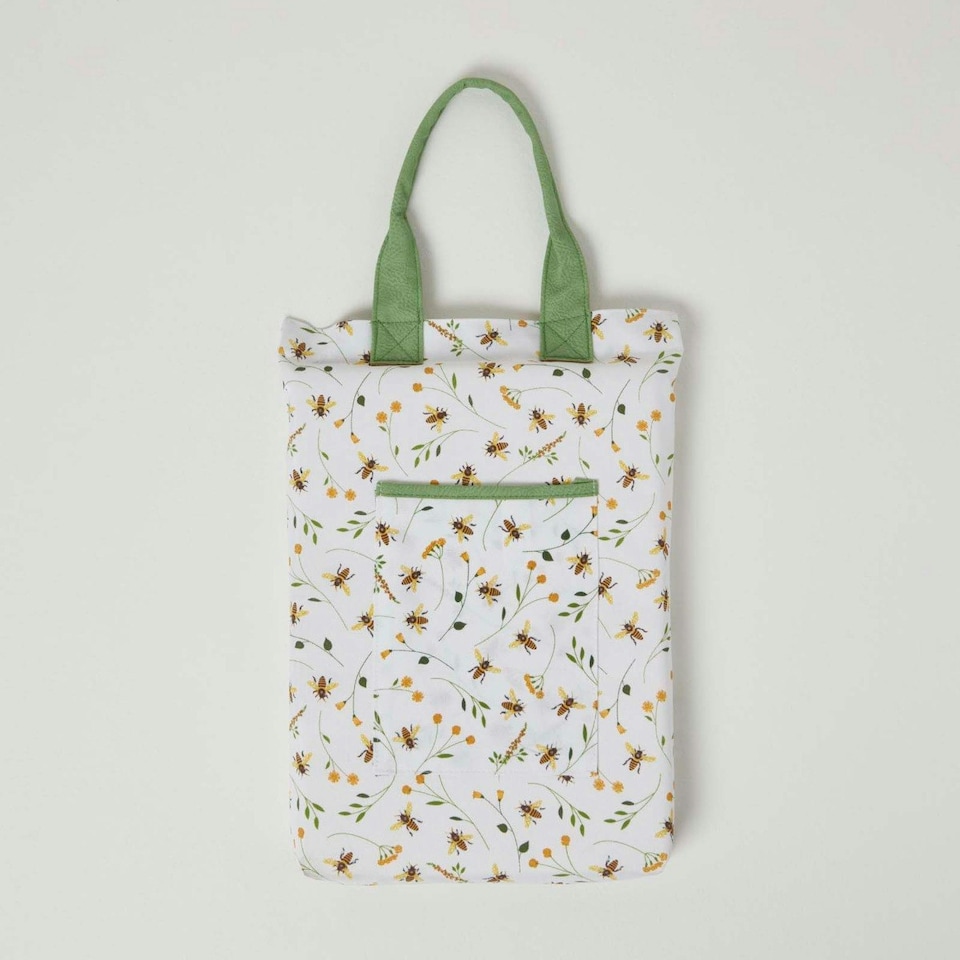 image 1 of Homescapes Green and White Kneeling Pad for Garden with Floral Bee Design