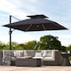 image 9 of Outsunny 3.5x3 m Garden Cantilever Parasol with Solar LED Lights and Centre Light, UPF50 Aluminium Patio Umbrella, Hanging Sun Shade with Cross Base, Crank Handle | Black | Black