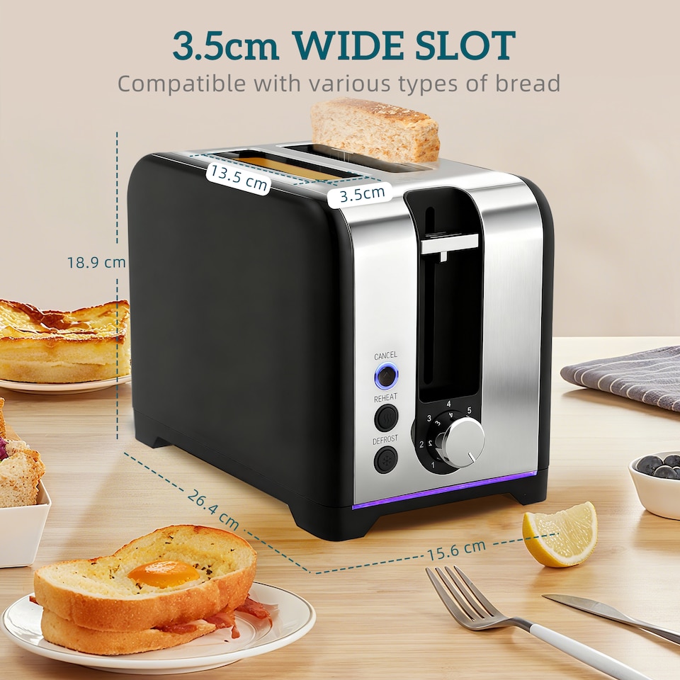 image 1 of HOMCOM Kettle and Toaster Set, 1.7L 3000W Rapid Boil Jug Kettle with Otter Thermostat, Limescale Filter, 2 Slice Toaster with 7 Browning Controls, Crumb Tray, Black | Black