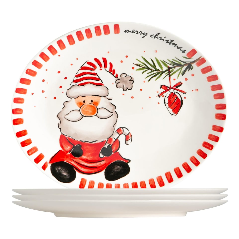 image 1 of Nicola Spring Father Christmas Serving Platters - 31 x 25.5cm - White | White | White