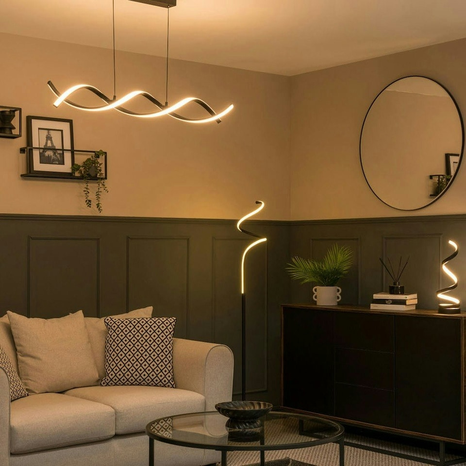 image 1 of ValueLights Infinity Black Single Twist Integrated LED Floor Lamp