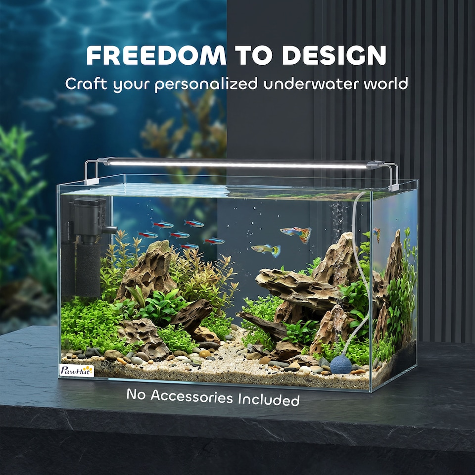 image 1 of PawHut 43L Fish Tank with Protective Base Mat 50 x 30 x 30 cm