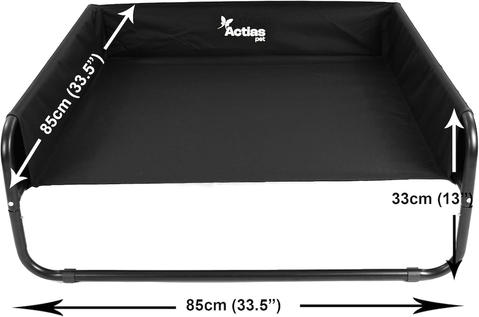 image 1 of Actiaspet Elevated Dog Bed Steel Frame Raised Pet Cot Black or Grey (Black, Large)