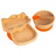 image 1 of Tiny Dining 3pc Bamboo Suction Feeding Set - Llama/Orange - Divided Non-Slip Bamboo Baby Self-Feeding Dining Weaning Set